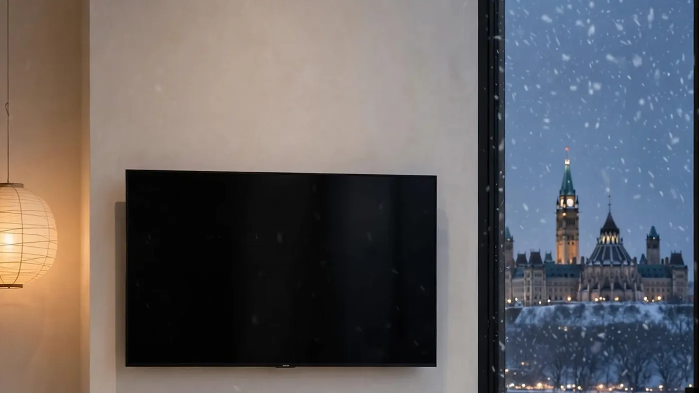 Wall-mounted TV with hidden wires in a Barrhaven home